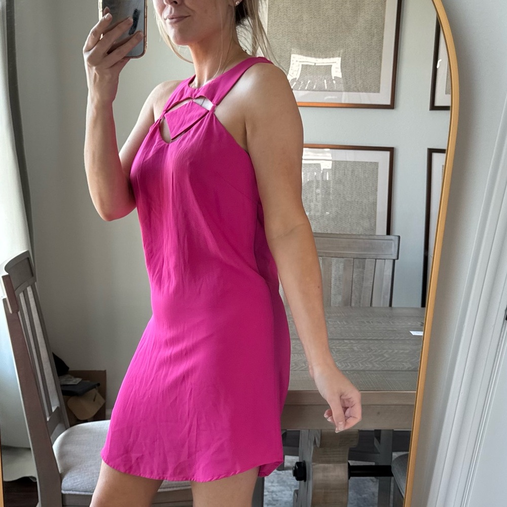 Gianni Bini Barbie Hot Pink Fuchsia Cut Out Mini Dress - Picture 8 of 12